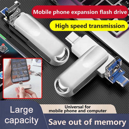 Memoria USB multifuncional de gran capacidad 4 en 1 para teléfonos móviles