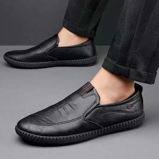 Zapatos casuales de cuero sin cordones para hombre