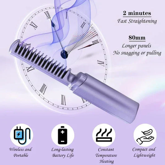 ⏳Oferta por tiempo limitado⏰ 49% de descuento💇‍♀️Peine alisador de cabello inalámbrico portátil (🎁Peine alisador de cabello en forma de V)