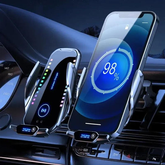 🔋⚡ Cargador inalámbrico para coche y soporte para teléfono - Compatible con iPhone y teléfonos Android 📱🚗