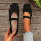 Zapatos tejidos estilo Mary Jane para mujer con tiras elásticas y diseño de punta cuadrada, bailarinas planas cómodas, adecuadas para usar en primavera y verano, elegantes pantuflas de mujer, diseño simple, mocasines de mujer livianos y cómodos.