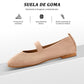 Zapatos tejidos estilo Mary Jane para mujer con tiras elásticas y diseño de punta cuadrada, bailarinas planas cómodas, adecuadas para usar en primavera y verano, elegantes pantuflas de mujer, diseño simple, mocasines de mujer livianos y cómodos.
