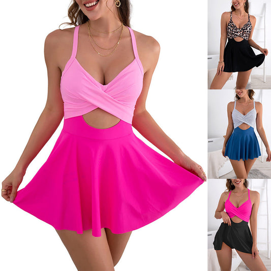 🎁 NUEVO INGRESO - 50% DE DESCUENTO 💥 🩱 Traje de Bajo de Una Pieza con Recortes y Falda para Mujer