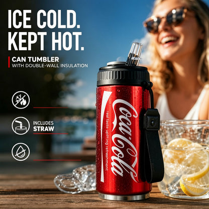 🥤Vaso de acero inoxidable de doble pared con aislamiento térmico, con forma de lata de refresco de cola.