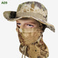Sombrero de pesca de camuflaje 2 en 1 y envoltura de cuello de máscara