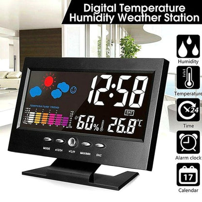 🔥Monitor digital LED de temperatura y humedad. Reloj despertador de mesa LED con previsión meteorológica.