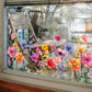 📢📢¡50% de descuento! Adhesivo para ventana con ramo floral colorido (se puede cortar a la medida)