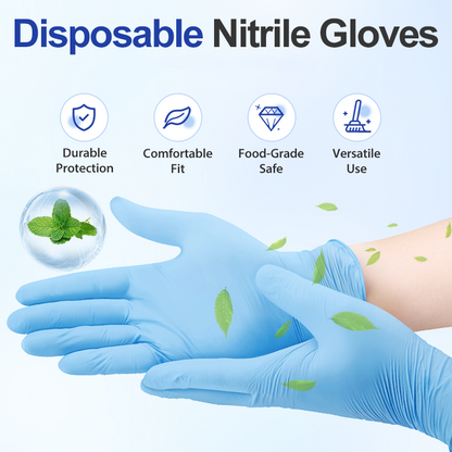 100 guantes desechables de nitrilo aptos para uso alimentario