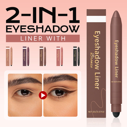 Delineador de sombras de ojos 2 en 1 con pincel difuminador