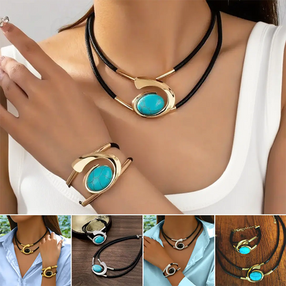 Conjunto de collar y pulsera vintage boho