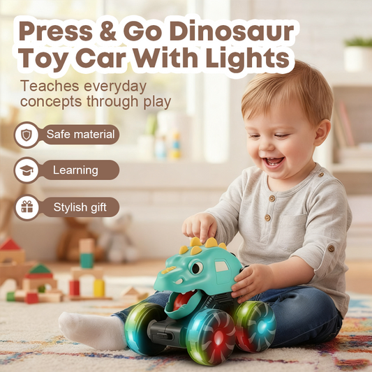Coche de juguete dinosaurio Press & Go con luces