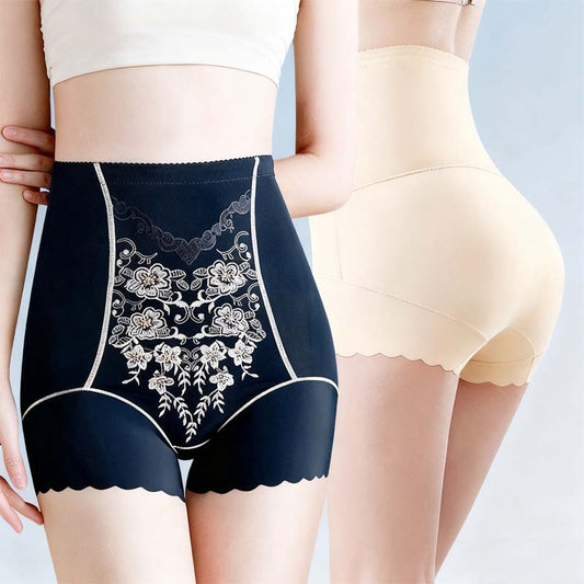 Braguitas de control de abdomen de talle alto con bordados para mujer