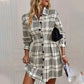 👗Vestido camisero de cuadros elegante para mujer, corte en A