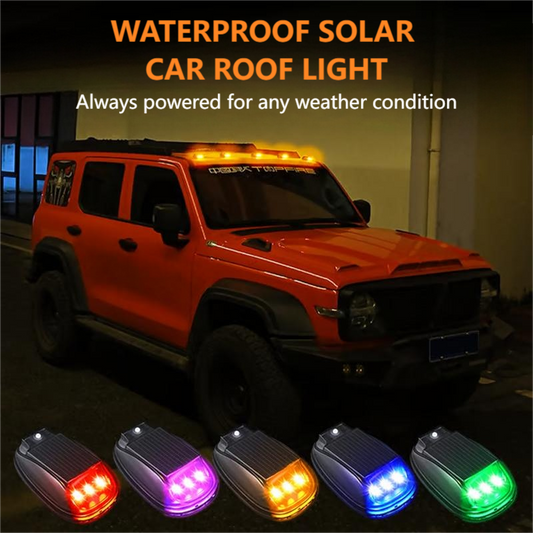 🚨 Luz LED solar de advertencia para techo de auto｜Sin cables, más seguridad y máxima visibilidad nocturna 🚗✨