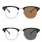 Gafas fotocromáticas retro de media montura que bloquean la luz azul.