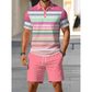 👕 Conjunto de camisa y pantalones cortos 2 piezas para hombre – cómodo, transpirable y versátil para verano, ocio y viajes ☀️🩳