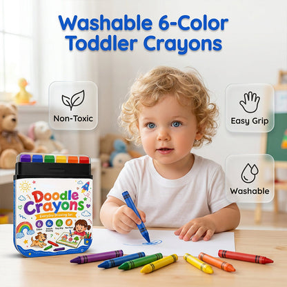 Crayones borrables para niños, 6 colores, seguros para niños pequeños.
